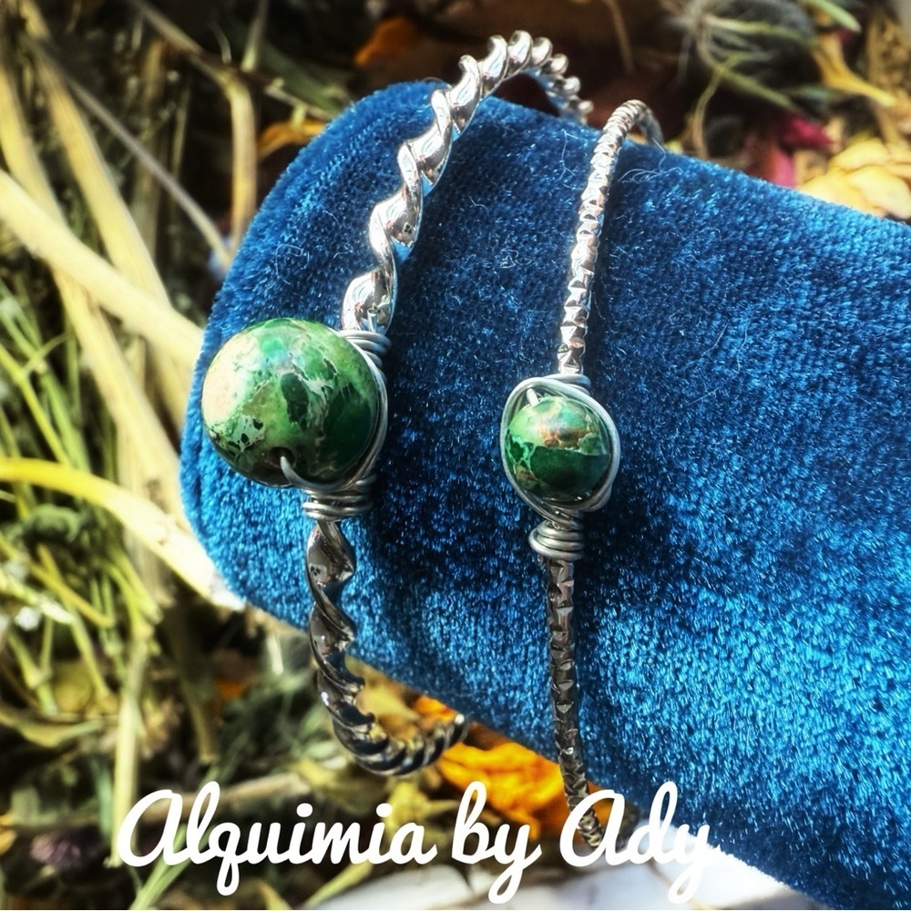 Alquimia Green and Silver Bracelet Set